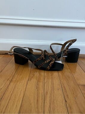 Gap Leopard Print Low Block Heel Slingback Sandals - Women's